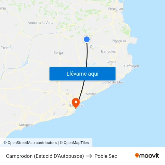 Camprodon  (Estació D’Autobusos) to Poble Sec map