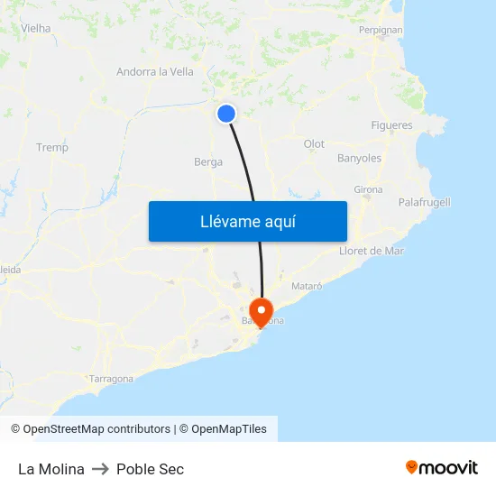 La Molina to Poble Sec map