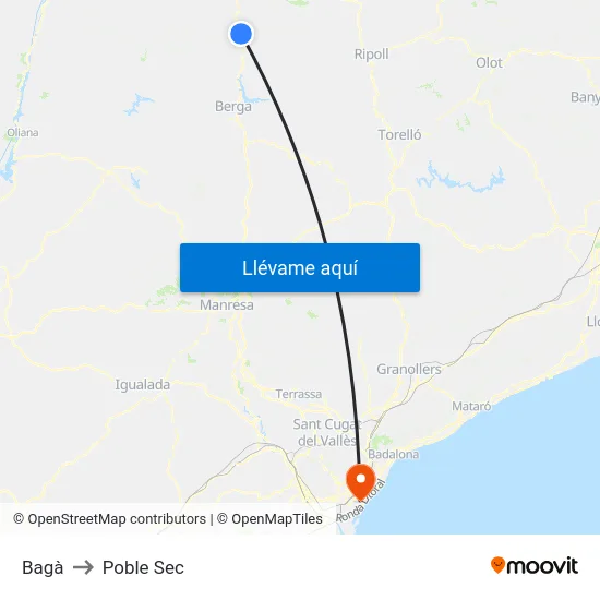 Bagà to Poble Sec map