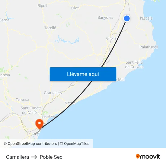 Camallera to Poble Sec map