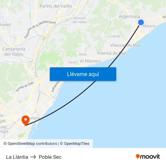 La Llàntia to Poble Sec map