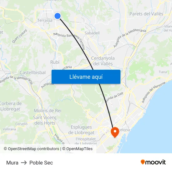 Mura to Poble Sec map