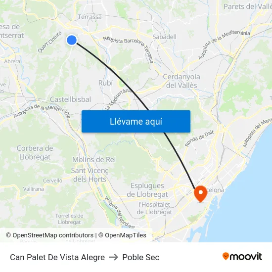 Can Palet De Vista Alegre to Poble Sec map