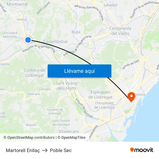 Martorell Enllaç to Poble Sec map