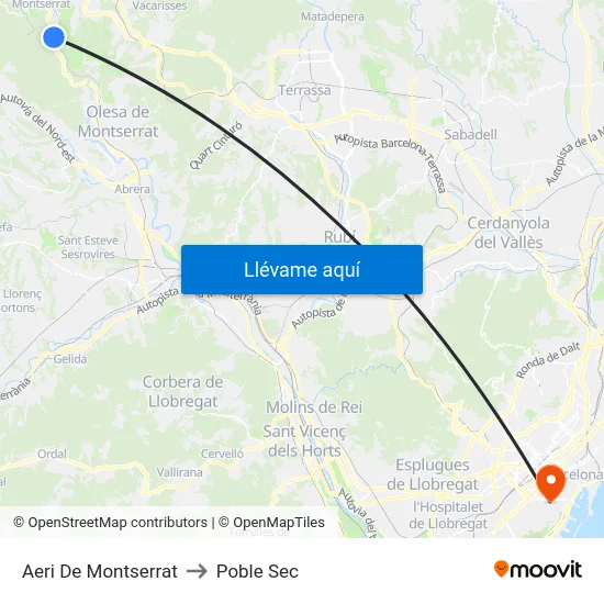 Aeri De Montserrat to Poble Sec map