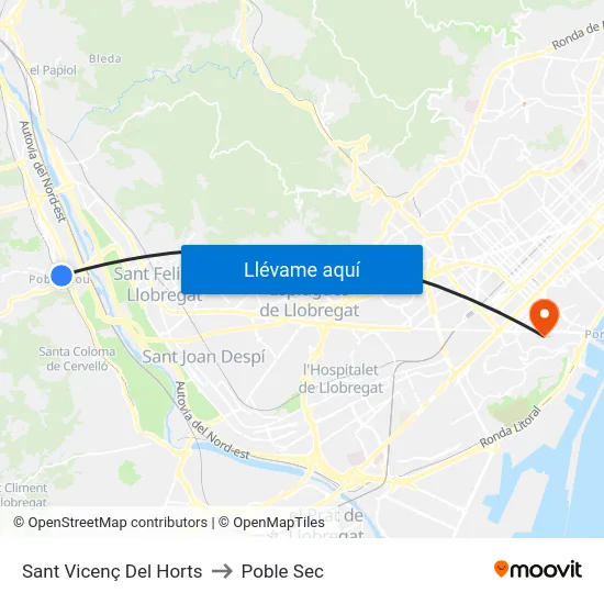 Sant Vicenç Del Horts to Poble Sec map