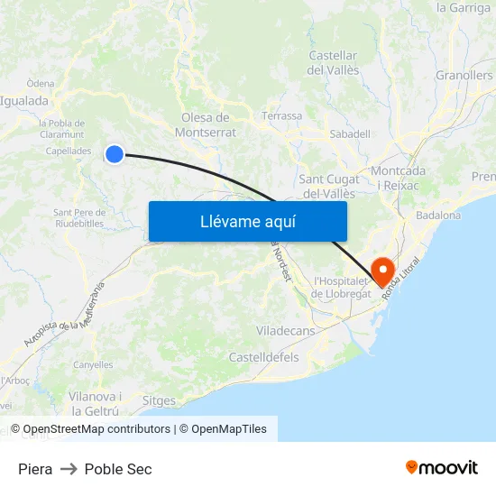 Piera to Poble Sec map