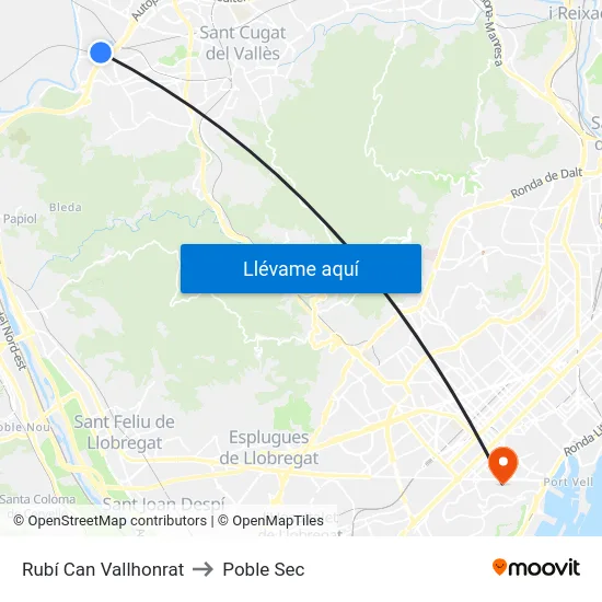 Rubí Can Vallhonrat to Poble Sec map
