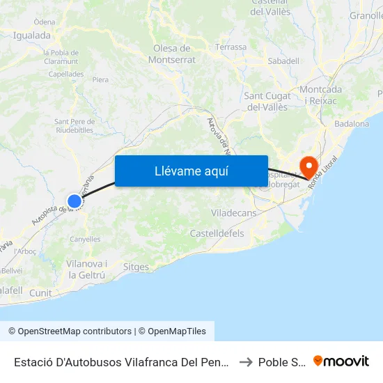 Estació D'Autobusos Vilafranca Del Penedès to Poble Sec map