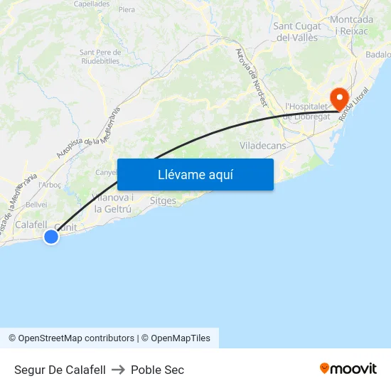 Segur De Calafell to Poble Sec map