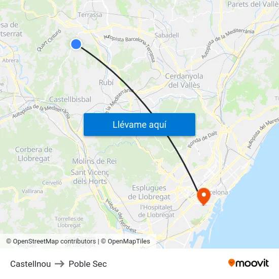 Castellnou to Poble Sec map