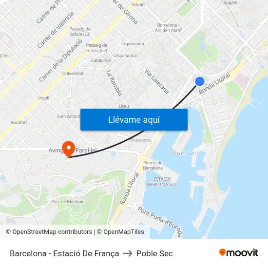Barcelona - Estació De França to Poble Sec map