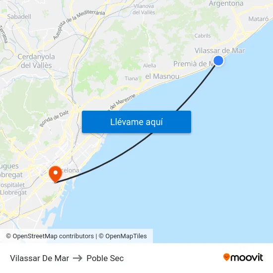 Vilassar De Mar to Poble Sec map