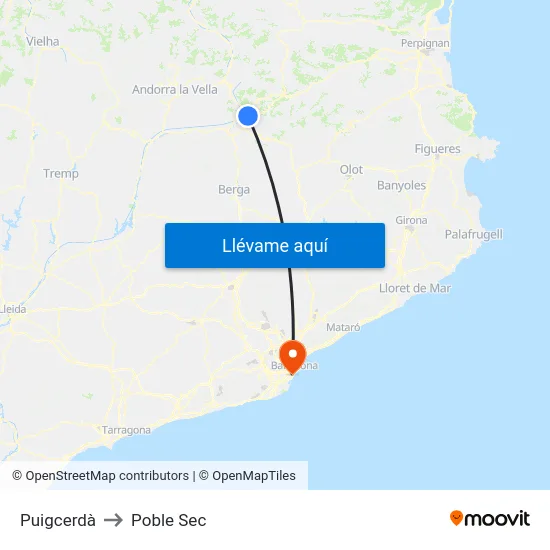 Puigcerdà to Poble Sec map