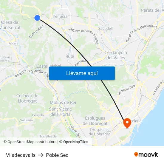 Viladecavalls to Poble Sec map