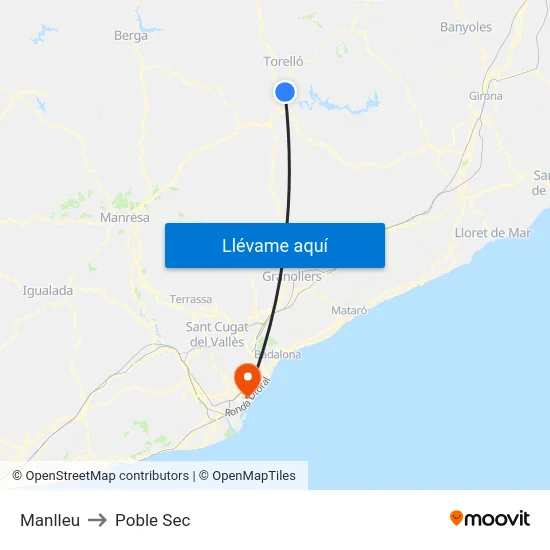 Manlleu to Poble Sec map