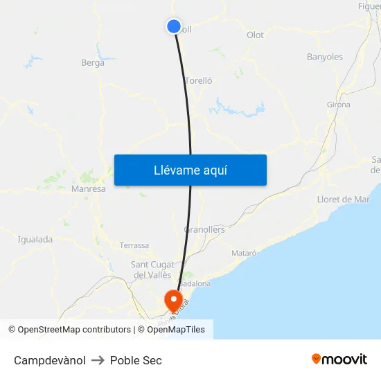 Campdevànol to Poble Sec map