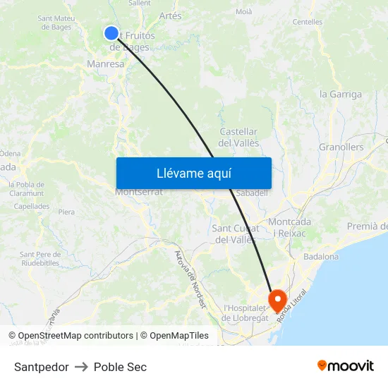 Santpedor to Poble Sec map