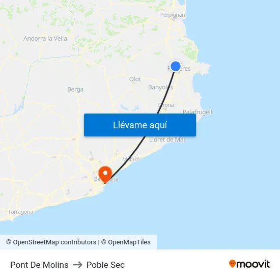 Pont De Molins to Poble Sec map