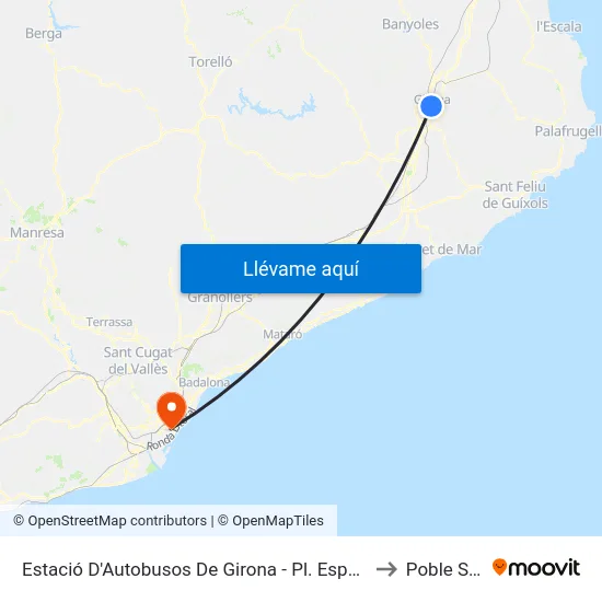 Estació D'Autobusos De Girona - Pl. Espanya to Poble Sec map