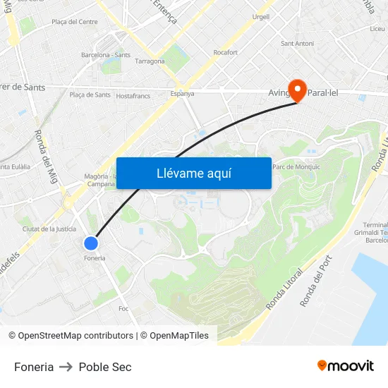 Foneria to Poble Sec map