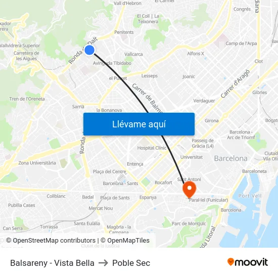 Balsareny - Vista Bella to Poble Sec map