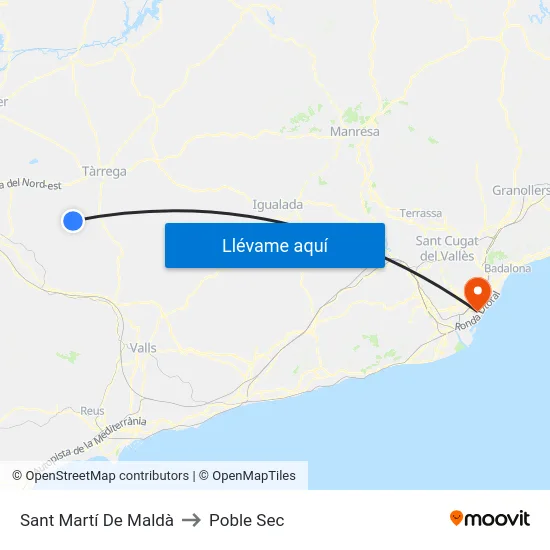 Sant Martí De Maldà to Poble Sec map