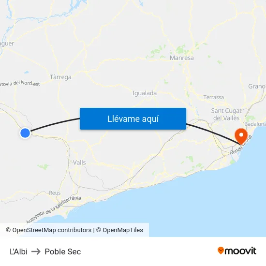 L'Albi to Poble Sec map