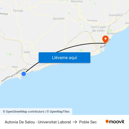 Autovia De Salou - Universitat Laboral to Poble Sec map