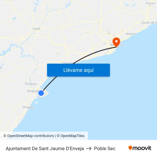 Ajuntament De Sant Jaume D'Enveja to Poble Sec map