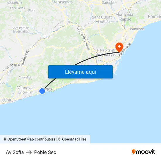 Av Sofia to Poble Sec map