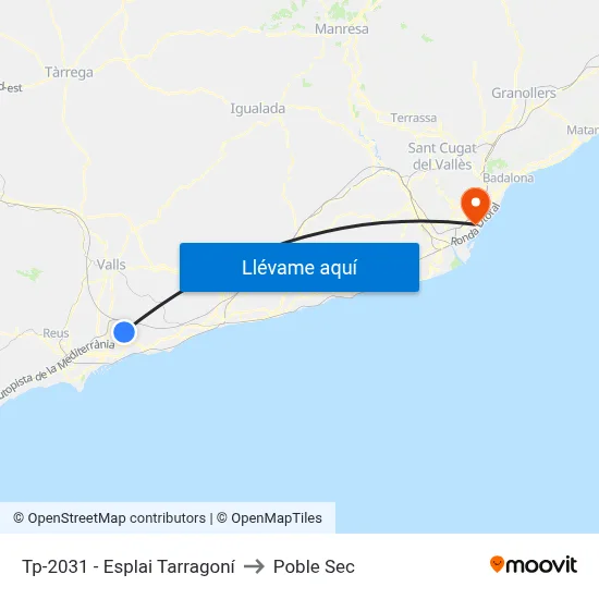 Tp-2031 - Esplai Tarragoní to Poble Sec map