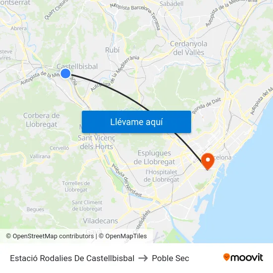Estació Rodalies De Castellbisbal to Poble Sec map