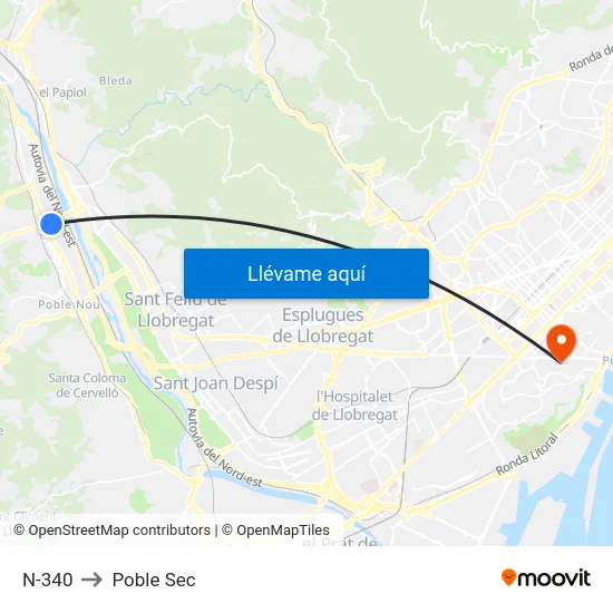 N-340 to Poble Sec map