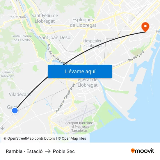 Rambla - Estació to Poble Sec map