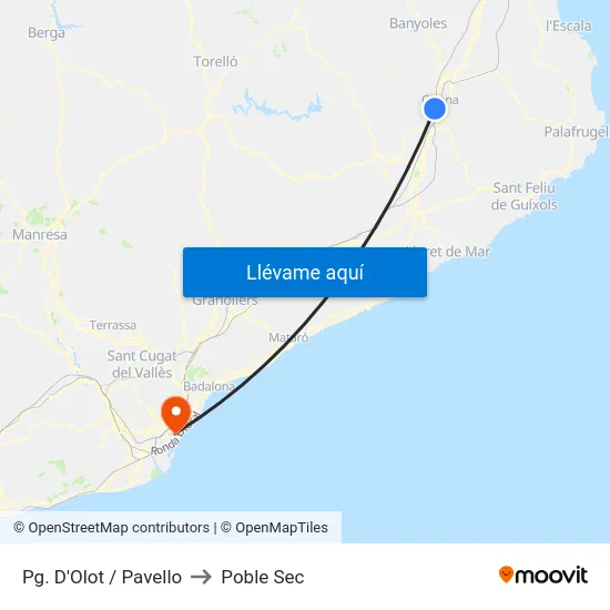 Pg. D'Olot / Pavello to Poble Sec map