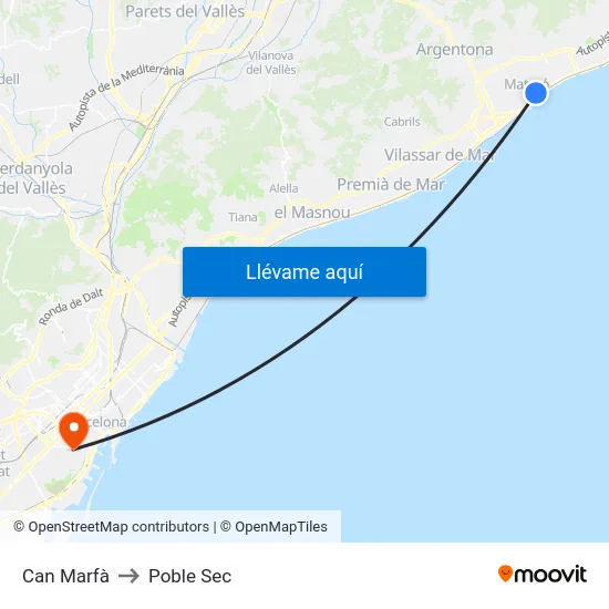 Can Marfà to Poble Sec map