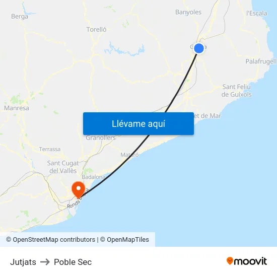 Jutjats to Poble Sec map
