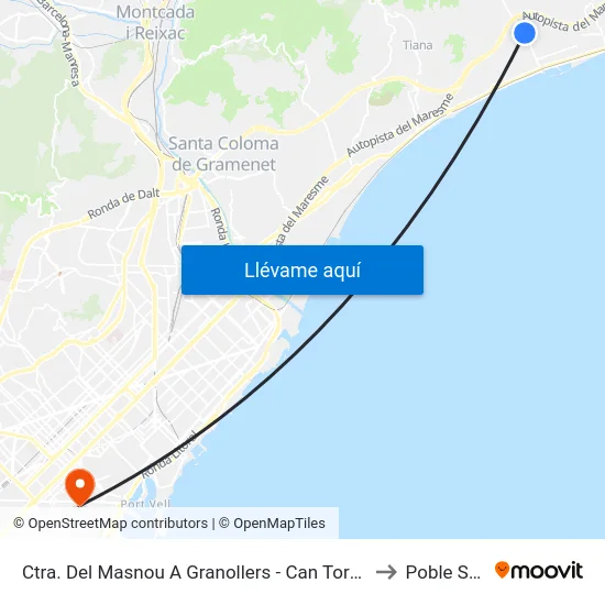 Ctra. Del Masnou A Granollers - Can Torras to Poble Sec map