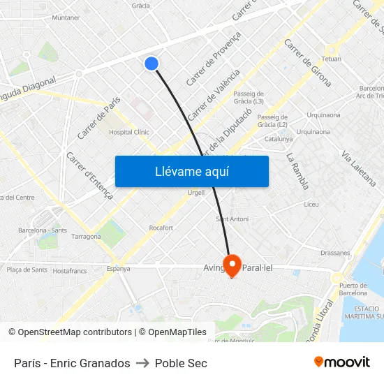 París - Enric Granados to Poble Sec map
