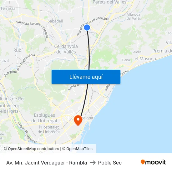 Av. Mn. Jacint Verdaguer - Rambla to Poble Sec map