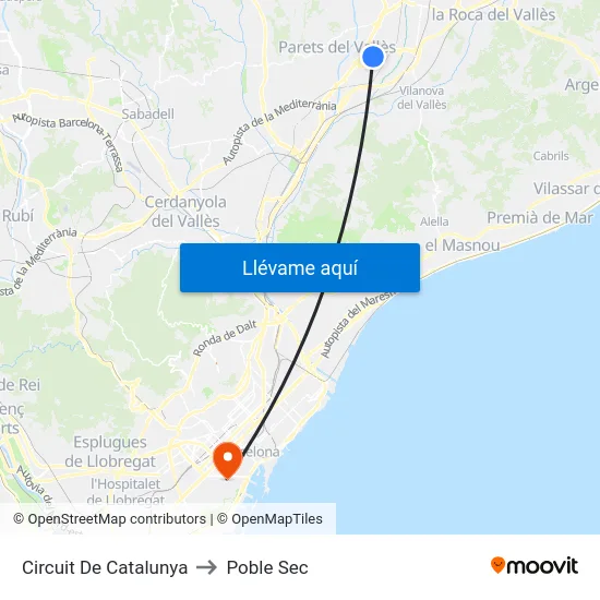 Circuit De Catalunya to Poble Sec map
