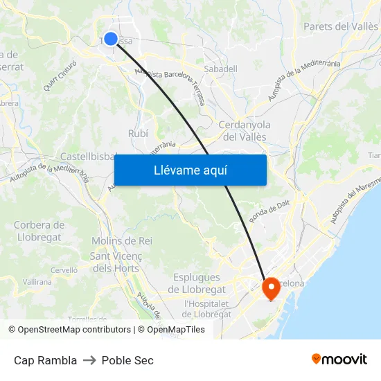 Cap Rambla to Poble Sec map