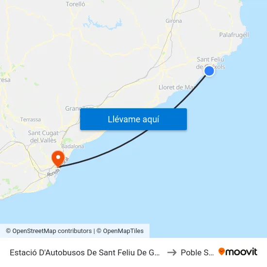 Estació D'Autobusos De Sant Feliu De Guíxols to Poble Sec map