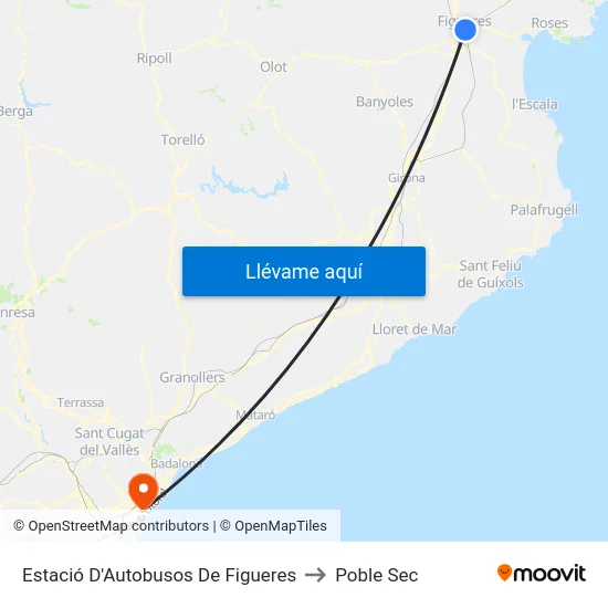 Estació D'Autobusos De Figueres to Poble Sec map