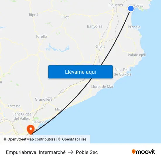 Empuriabrava. Intermarché to Poble Sec map