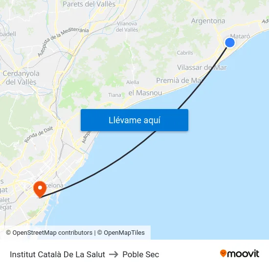 Institut Català De La Salut to Poble Sec map