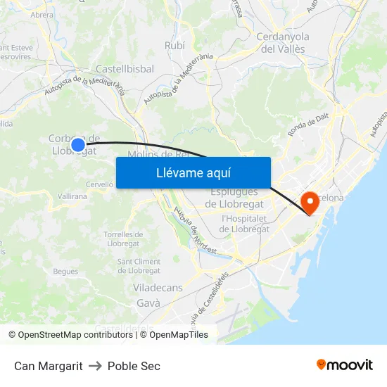 Can Margarit to Poble Sec map