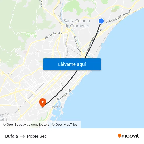 Bufalà to Poble Sec map