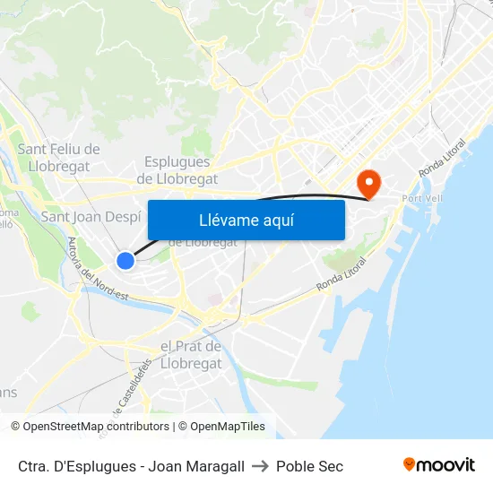 Ctra. D'Esplugues - Joan Maragall to Poble Sec map